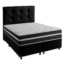 Cama Box Com Colchão King Classic Airflex Colchões + Cabeceira Preto