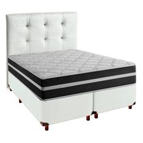 Cama Box Com Colchão King Classic Molas Ensacadas + Cabeceira Branco Cama Box Com Colchão King Classic Molas Ensacadas + Cabeceira Branco