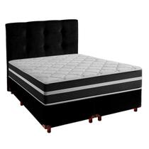 Cama Box Com Colchão King Classic Molas Ensacadas + Cabeceira Preto Cama Box Com Colchão King Classic Molas Ensacadas + Cabeceira Preto