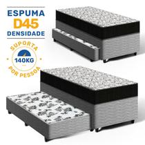 Cama Box Com Colchão Ortobom de Espuma D45 Airtech 150 e Auxiliar de Espuma Unique Solteiro 88 cm