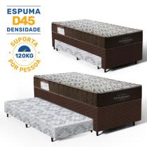 Cama Box com Colchão Ortobom de Espuma D45 Solteiro ISO 150 e Auxiliar de Espuma Unique Solteiro 88 cm