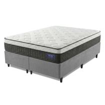 Cama Box com Colchão Queen Atlantic Euro In Molas Ensacadas Suede Cinza Apolo Spuma Cama Box com Colchão Queen Atlantic Euro In Molas Ensacadas Suede Cinza Apolo Spuma