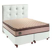 Cama Box Com Colchão Queen Belmont Hellen + Cabeceira Branco Cama Box Com Colchão Queen Belmont Hellen + Cabeceira Branco