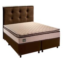 Cama Box Com Colchão Queen Belmont Hellen + Cabeceira Marrom