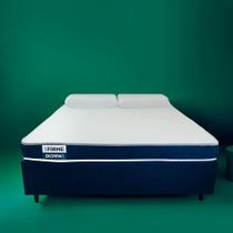 Cama Box com Colchão Queen Guldi Duplo D28 e 2 Travesseiros Guldi Soft Nasa Branco e Azul Cama Box com Colchão Queen Guldi Duplo D28 e 2 Travesseiros Guldi Soft Nasa Branco e Azul