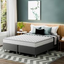 Cama Box com Colchão Queen Howie Misto D28 (17x158x198) Branco e Cinza
