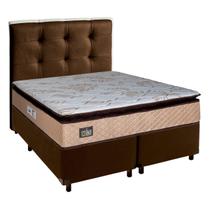 Cama Box Com Colchão Queen Luxe Hellen + Cabeceira Marrom