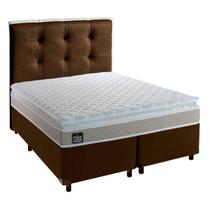 Cama Box Com Colchão Queen Real Hellen + Cabeceira Marrom