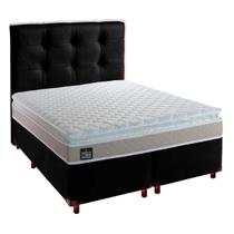 Cama Box Com Colchão Queen Real Hellen + Cabeceira Preto Cama Box Com Colchão Queen Real Hellen + Cabeceira Preto