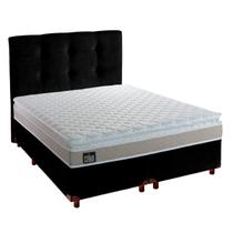 Cama Box Com Colchão Queen Real Hellen + Cabeceira Preto