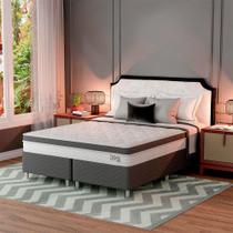 Cama Box com Colchão Queen Sigma Misto (22x158x198) Branco e Cinza Cama Box com Colchão Queen Sigma Misto (22x158x198) Branco e Cinza