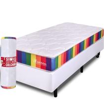 Cama Box com Colchão Solteirão D33 a Vácuo Ortopédico Rainbow 97x203cm BF Colchões