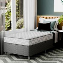 Cama Box com Colchão Solteirão Howie Misto D28 (17x108x198) Branco e Cinza Cama Box com Colchão Solteirão Howie Misto D28 (17x108x198) Branco e Cinza