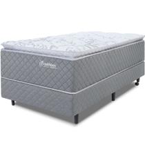 Cama Box com Colchão Solteirão Molas Ensacadas Pillow Top Premium Sleep Cinza 97x203cm BF Colchões