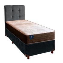 Cama Box Com Colchão Solteiro Celebration Euro Flex Colchões + Cabeceira Cinza Cama Box Com Colchão Solteiro Celebration Euro Flex Colchões + Cabeceira Cinza