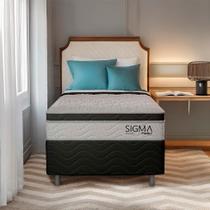 Cama Box com Colchão Solteiro Ethan Molas Ensacadas (22x88x188) Branco e Cinza - Mobly