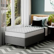 Cama Box com Colchão Solteiro Howie Espuma D33 (17x88x188) Branco e Cinza - Mobly