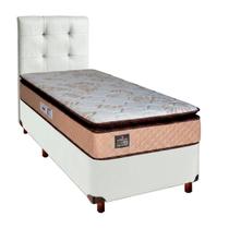 Cama Box Com Colchão Solteiro Luxe Hellen + Cabeceira Branco Cama Box Com Colchão Solteiro Luxe Hellen + Cabeceira Branco
