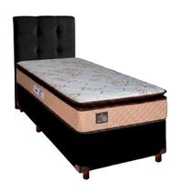 Cama Box Com Colchão Solteiro Luxe Hellen + Cabeceira Preto Cama Box Com Colchão Solteiro Luxe Hellen + Cabeceira Preto