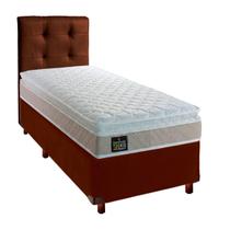 Cama Box Com Colchão Solteiro Real Hellen + Cabeceira Marrom