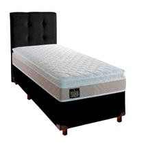 Cama Box Com Colchão Solteiro Real Hellen + Cabeceira Preto Cama Box Com Colchão Solteiro Real Hellen + Cabeceira Preto