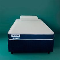 Cama Box com Colchão Viúva Guldi Duplo D28 e 1 Travesseiro Guldi Soft Nasa Branco e Azul Cama Box com Colchão Viúva Guldi Duplo D28 e 1 Travesseiro Guldi Soft Nasa Branco e Azul