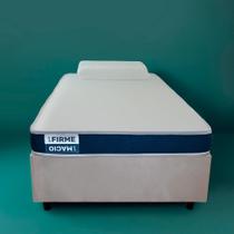 Cama Box com Colchão Viúva Guldi Duplo D28 e 1 Travesseiro Guldi Soft Nasa Branco e Bege