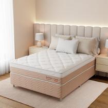 Cama Box com Colchão Viúva Sigma Care (23x128x188) Bege e Branco