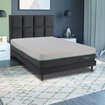 Cama Box Completa Casal Lotus com Sommier e Cabeceira Molas Ensacadas Cinza Kappesberg Cama Box Completa Casal Lotus com Sommier e Cabeceira Molas Ensacadas Cinza Kappesberg