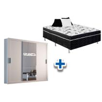 Cama Box Conjugada Casal Ortobom Union + Guarda Roupa Veneza Luxo Branco Cama Box Conjugada Casal Ortobom Union + Guarda Roupa Veneza Luxo Branco