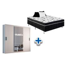 Cama Box Conjugada Casal Ortobom Union + Guarda Roupa Veneza Luxo Branco