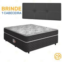 Cama Box Conjugada Casal Ortopédica D26 Unique + Cabeceira Painel Iris Preta - Lucas Home