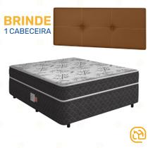 Cama Box Conjugada Casal Ortopédica D28 Unique + Cabeceira Painel Iris Marrom - Lucas Home