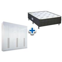 Cama Box Conjugada Casal Union + Guarda Roupa Imaginare 6.4 Branco