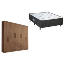 Cama Box Conjugada Casal Union + Guarda Roupa Master 8.6 Atacama