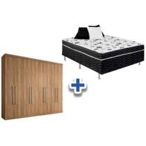 Cama Box Conjugada Casal Union Ortobom + Guarda Roupa Master Vip 8.4 Atacama - Santos Andirá