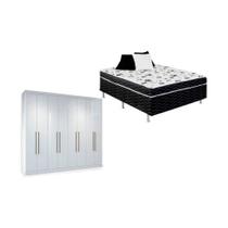 Cama Box Conjugada Casal Union Ortobom + Guarda Roupa Master Vip 8.4 Branco