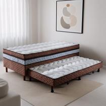 Cama Box Conjugada com Cama Auxiliar Solteiro Pés em Madeira Maciça Maximus