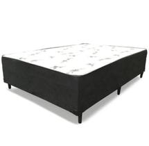 Cama Box Conjugada Ortopédica Casal 138 x 188 Suede Preto - Tampo Branco