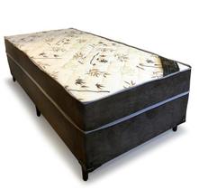 Cama Box Conjugada Ortopédica Solteiro 88 x 188 - Suede Marrom - Tampo Bambu Marrom