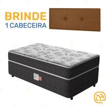 Cama Box Conjugada Solteira Ortopédica D28 Unique + Cabeceira Painel Iris Marrom