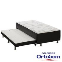 Cama Box Conjugada Solteiro Cori Vaz Com Auxiliar - Preto - Ortobom Cama Box Conjugada Solteiro Cori Vaz Com Auxiliar - Preto - Ortobom