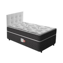 Cama Box Conjugada Solteiro Ortopédica D28 Unique + Cabeceira Cassis Branca - Lucas Home