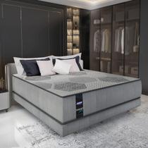 Cama Box Conjugado Casal com Colchão (138x61x188) Nanofiber Gazin CR35306 Cinza Claro Cama Box Conjugado Casal com Colchão (138x61x188) Nanofiber Gazin CR35306 Cinza Claro