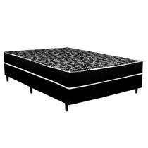 Cama Box Conjugado Ortopédico Casal Suede Preto 138 X 188 X 40