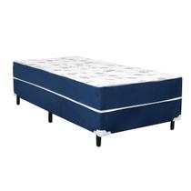 Cama Box Conjugado Ortopédico Solteiro Suede Azul 88 X 188 X 40