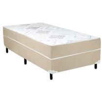 Cama Box Conjugado Ortopédico Solteiro Suede Bege 78 X 188 X 40