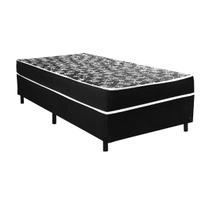 Cama Box Conjugado Ortopédico Solteiro Suede Preto 78 X 188 X 40