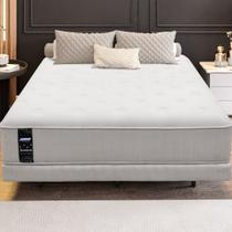Cama Box Conjugado Queen Com Colchão 158x64x198 Nevasca Gazin Cr35296 Branco Cinza Claro Cama Box Conjugado Queen Com Colchão 158x64x198 Nevasca Gazin Cr35296 Branco Cinza Claro
