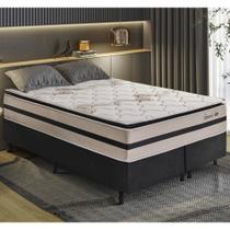 Cama Box Conjugado Queen Com Colchão 158x69x198 Topázio Gazin Cr35348 Areia Preto